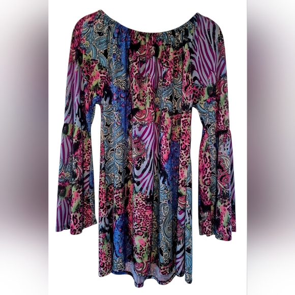 Colorful Long Sleeve Patterned Dress - Picture 1 of 2
